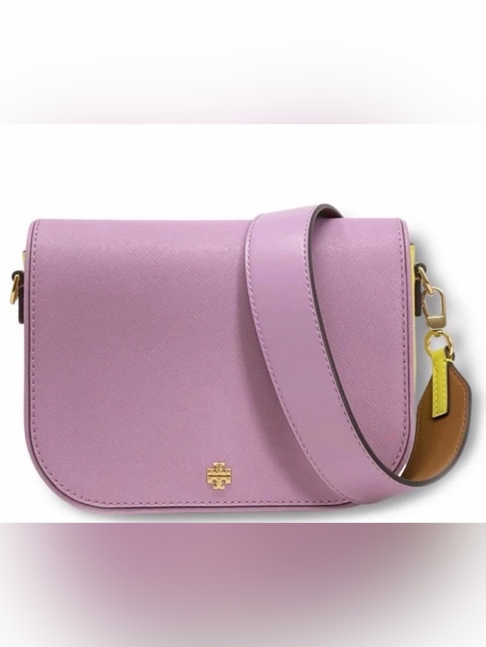 Tory Burch Emerson E/W Lavender Neon Saffiano Leather Crossbody